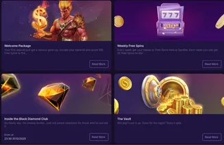 Claim SpinBet rewards – welcome bonus, free spins, VIP club, and secure vault for big wins SpinBet bonuses including Welcome Package, Weekly Free Spins, Black Diamond Club access, and The Vault feature